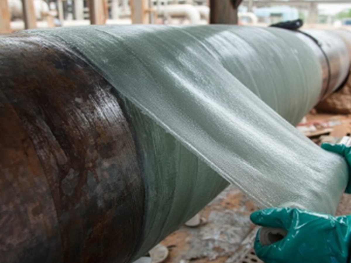 Composite wrapping applied to a live pipeline